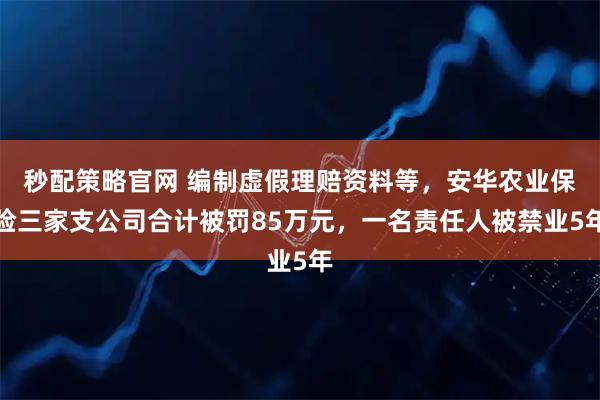 秒配策略官网 编制虚假理赔资料等，安华农业保险三家支公司合计被罚85万元，一名责任人被禁业5年